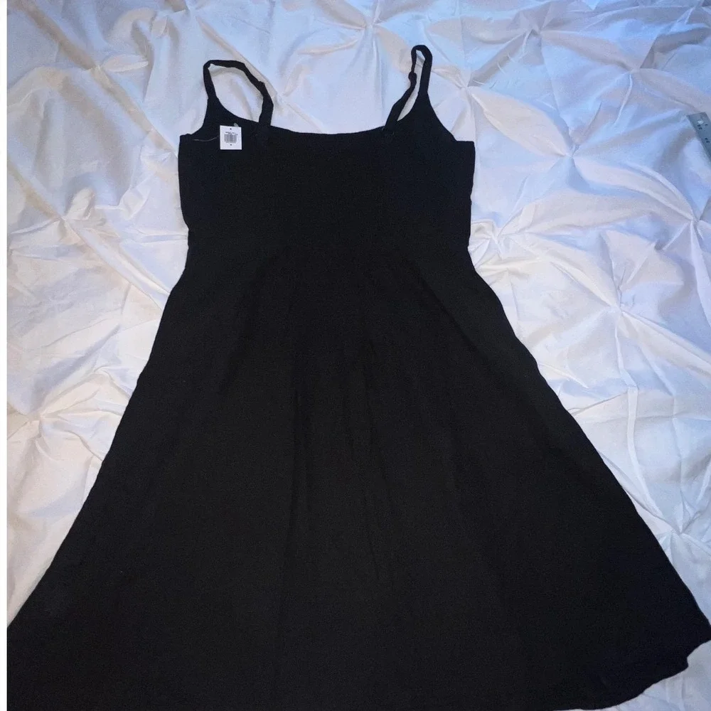 Old Navy Cami Mini Dress Womens M Black New With Tags Linen Blend Smocked Back